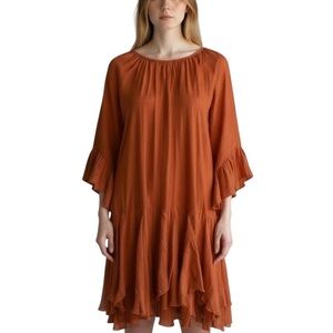 Angel Heart Boutique Flowy Bohemian Style Rust Orange Dress XL